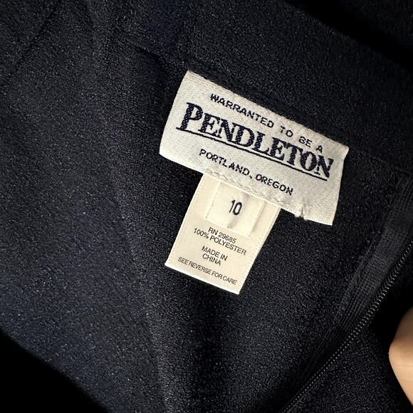 PENDLETON Vintage Navy Blue Knee Pencil Skirt Elastic Pockets Size 10 - Picture 6 of 6